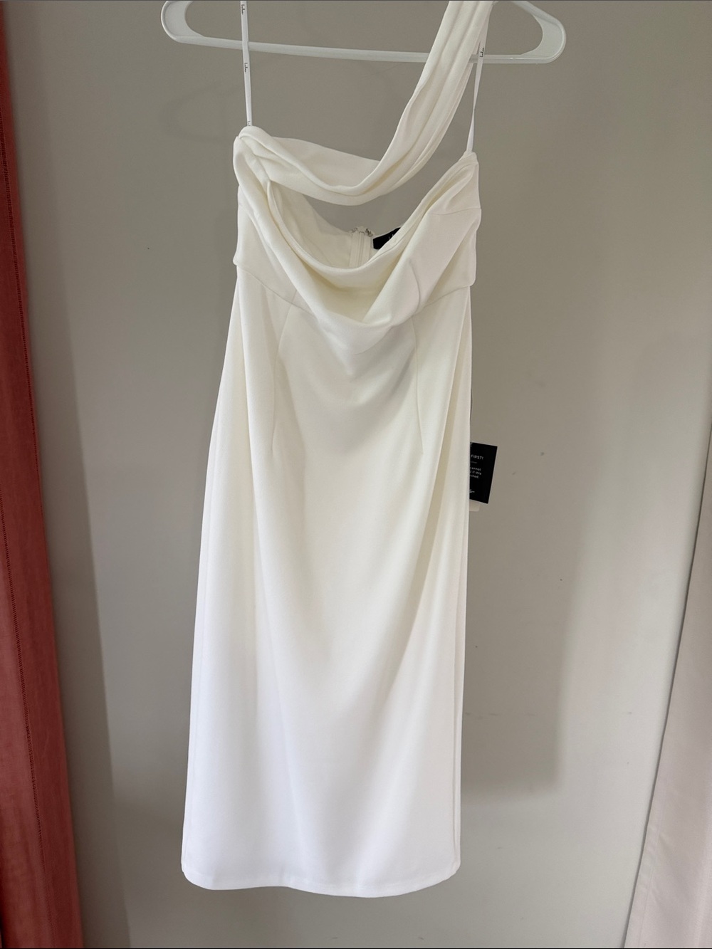 One-Shoulder White Midi Dress - Picture 4 of 7
